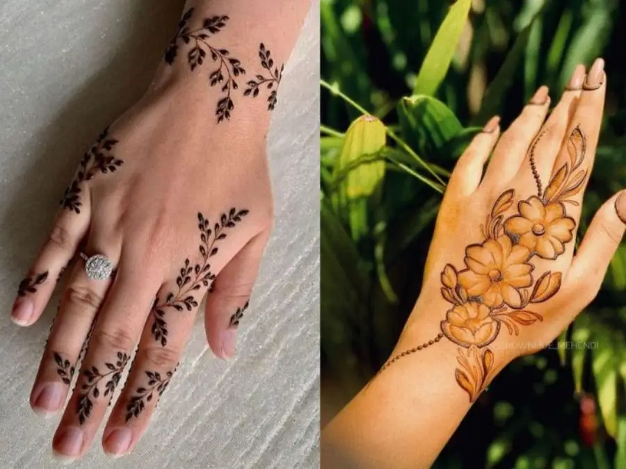 simple mehndi design photo back hand