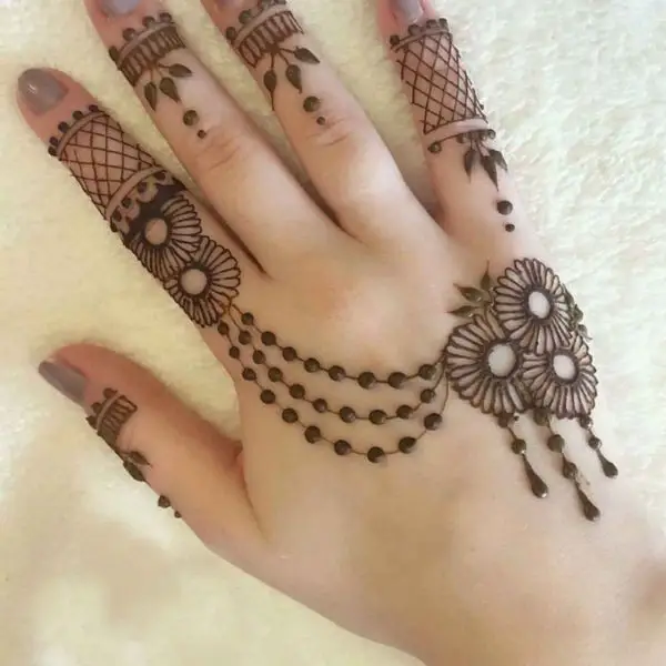 simple mehndi design photo back hand