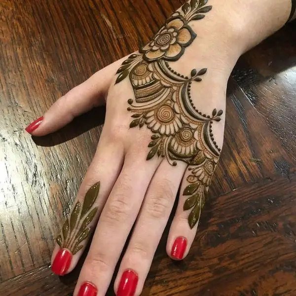 simple mehndi design photo back hand