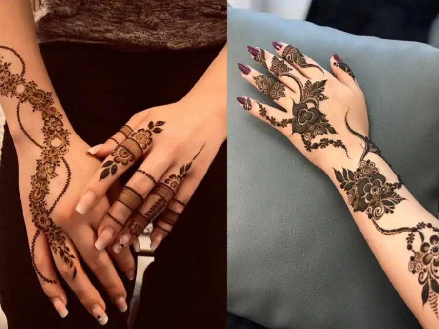 simple mehndi design photo back hand