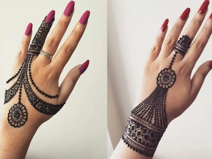 simple mehndi design photo back hand