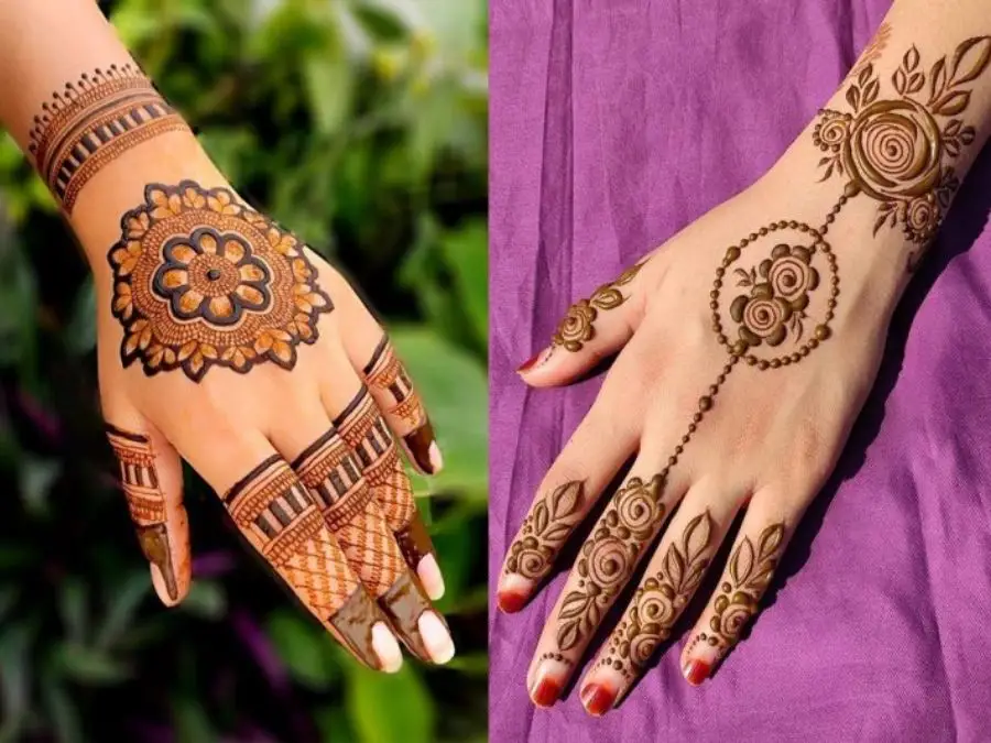simple mehndi design photo back hand