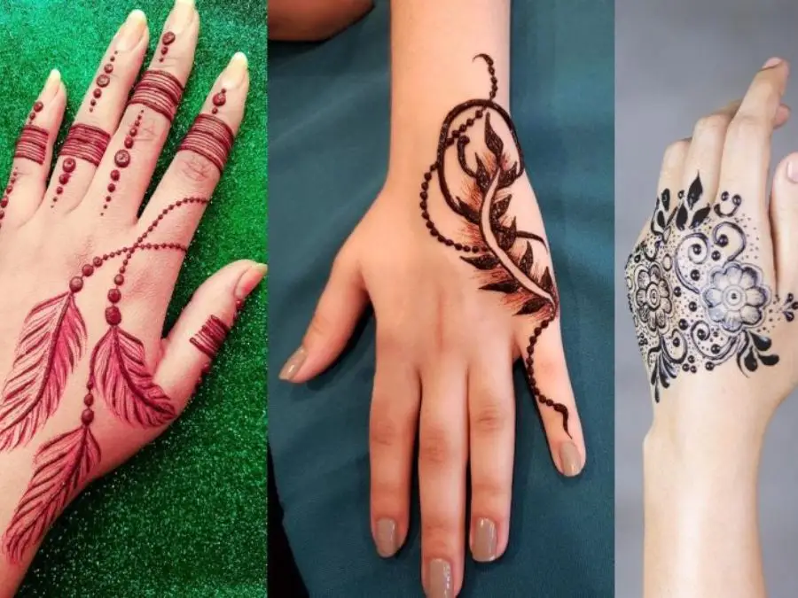 simple mehndi design photo back hand