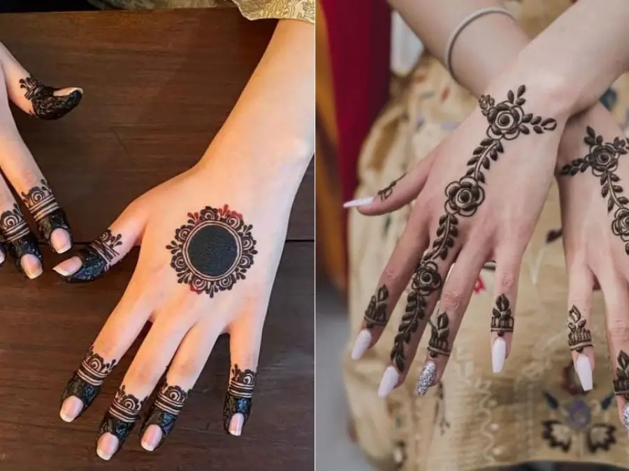 simple mehndi design photo back hand
